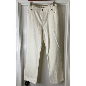 CAbi 100% Boyfriend White Jeans Straight Leg Size 16